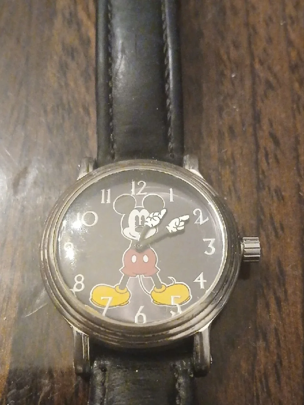 Disney Black Mickey Mouse Wrist Watch with Yellow and Red Accents
